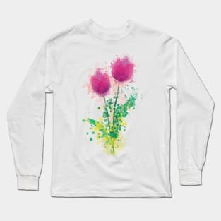 Watercolor Tulips Long Sleeve T-Shirt